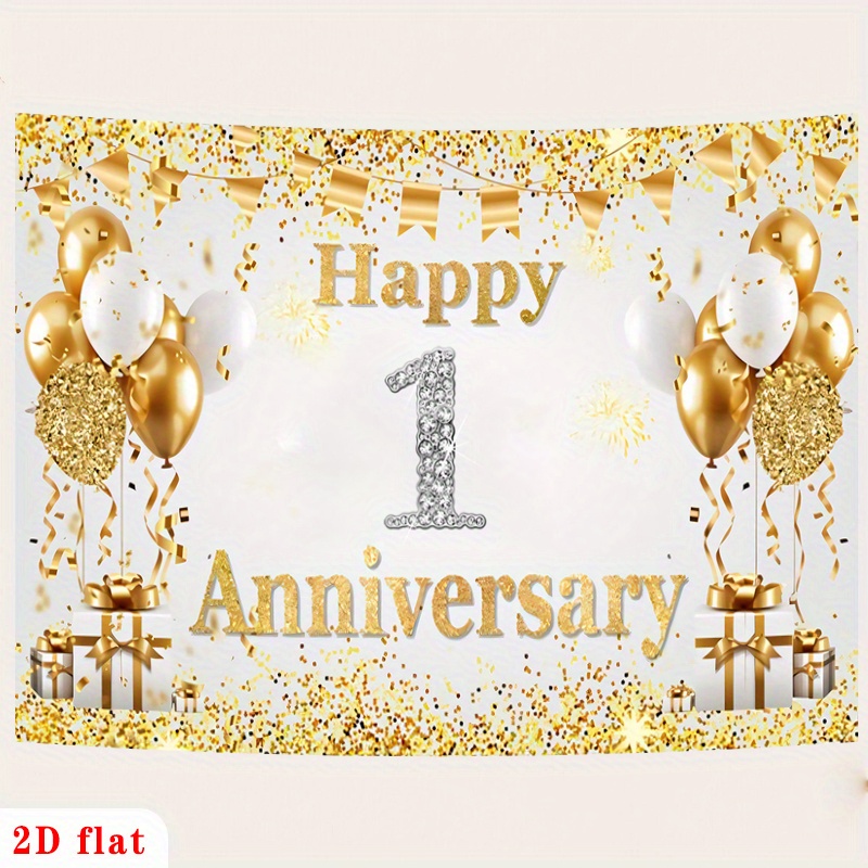 2D Flat Gold White Happy 1st A - Party Banner Gold 评论和价格