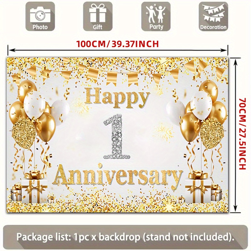 2D Flat Gold White Happy 1st A - Party Banner Gold 评论和价格