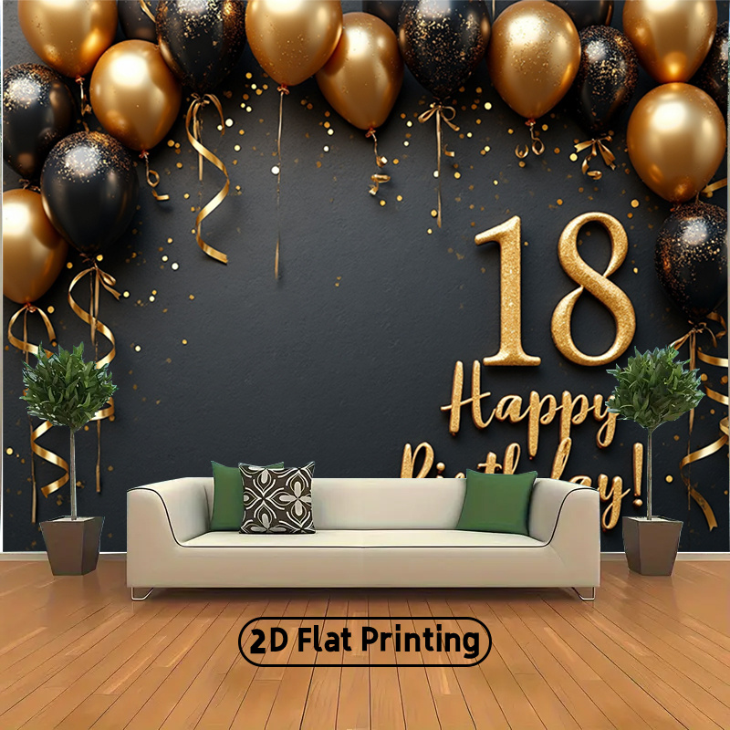 2D 1Pc Black & Gold Balloons B - Party Banner Gold 评论和价格