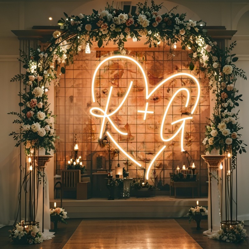 Custom Initials Heart LED Neon - Eve Party 评论和价格