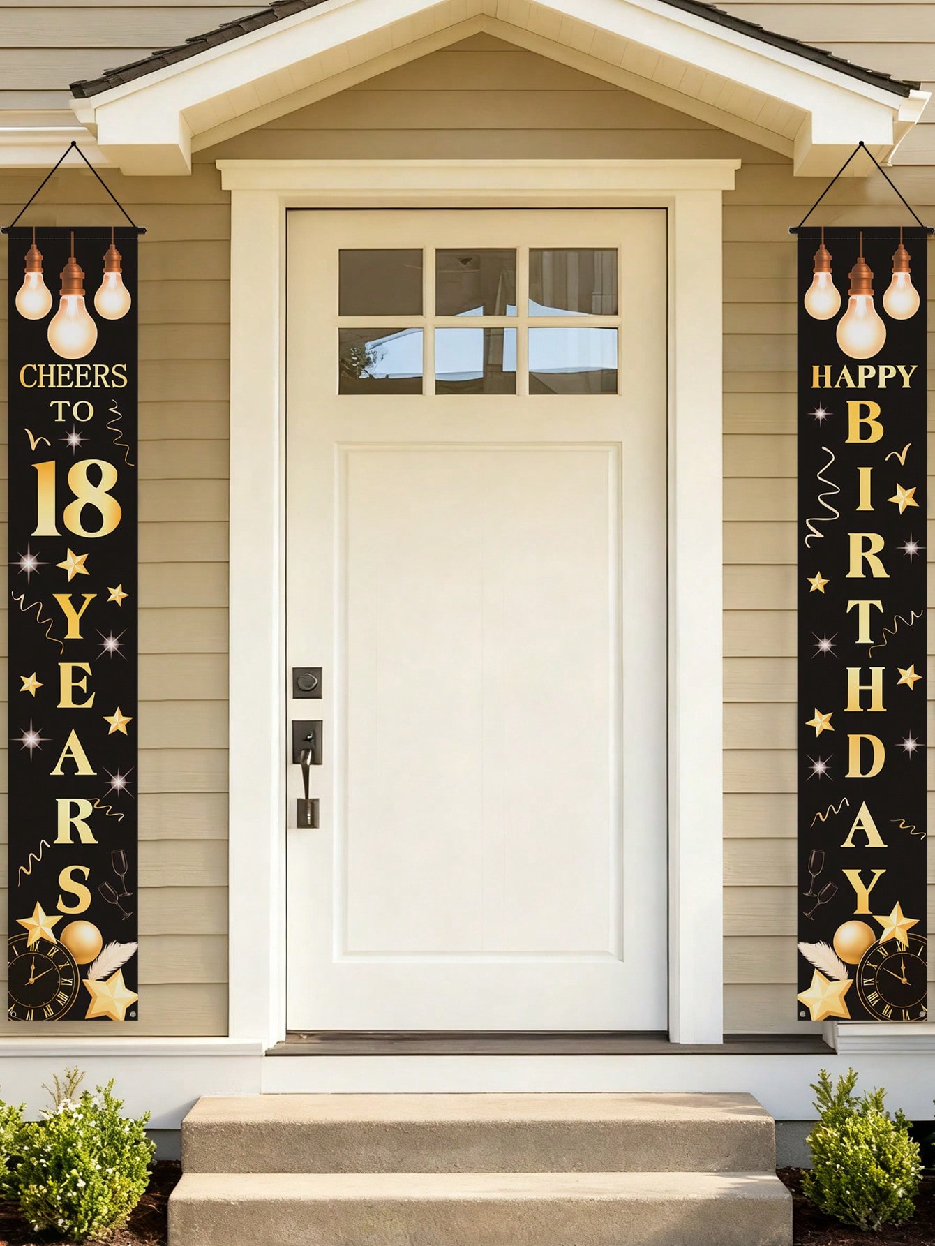 1 Pair of 18Th Birthday Celebr - Party Banner Gold 评论和价格