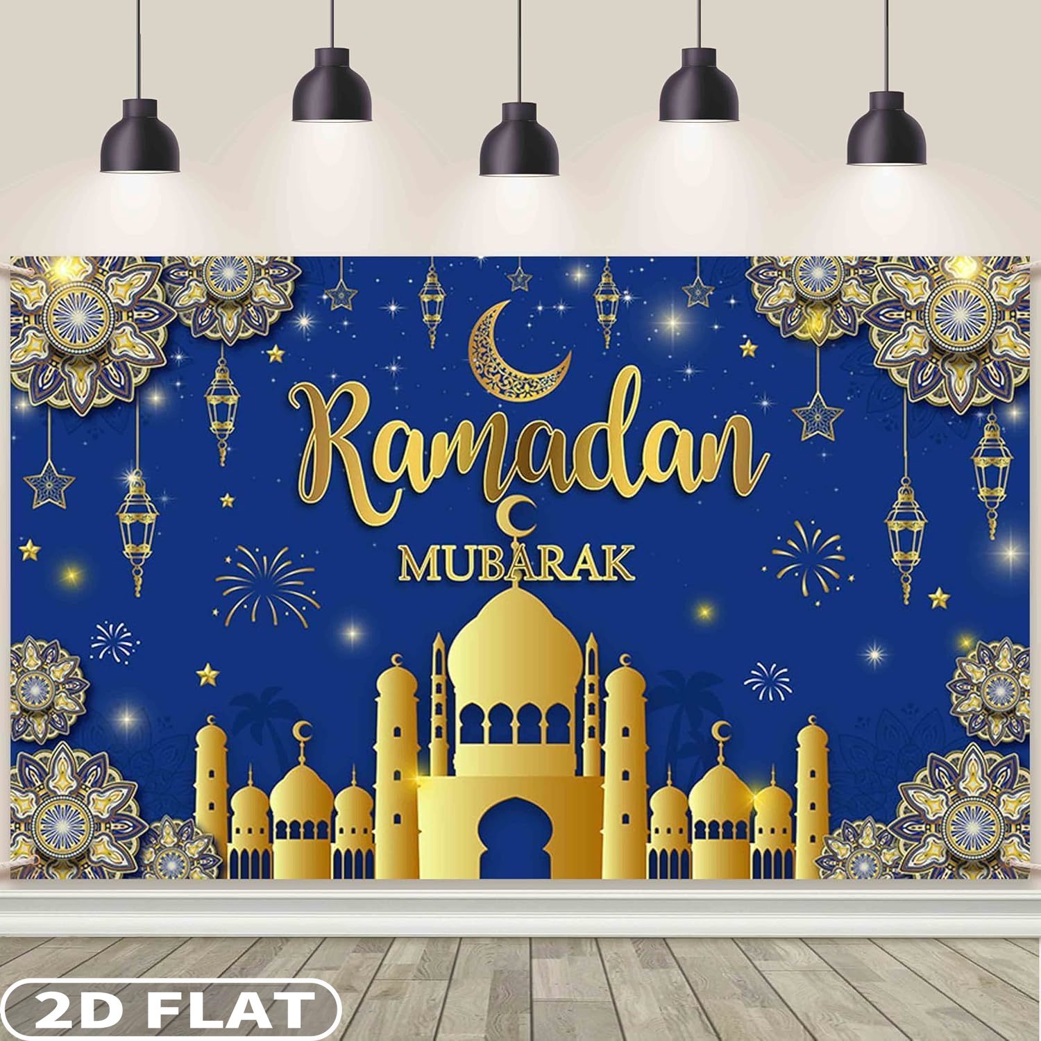 2D FLAT 1pc Ramadan Mubarak Fe - Party Banner Gold 评论和价格