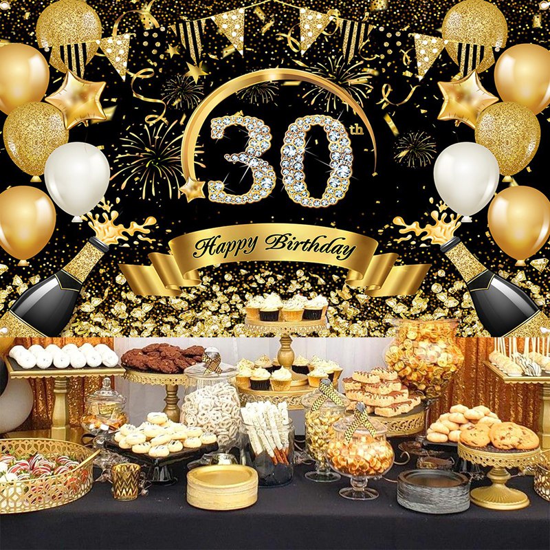 Happy 30th 40th 50th Birthday  - Party Banner Gold 评论和价格