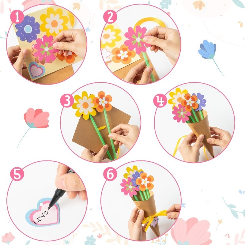 100Pcs DIY Flower Bouquet Kit  - Papercraft Supply Ribbon 评论和价格