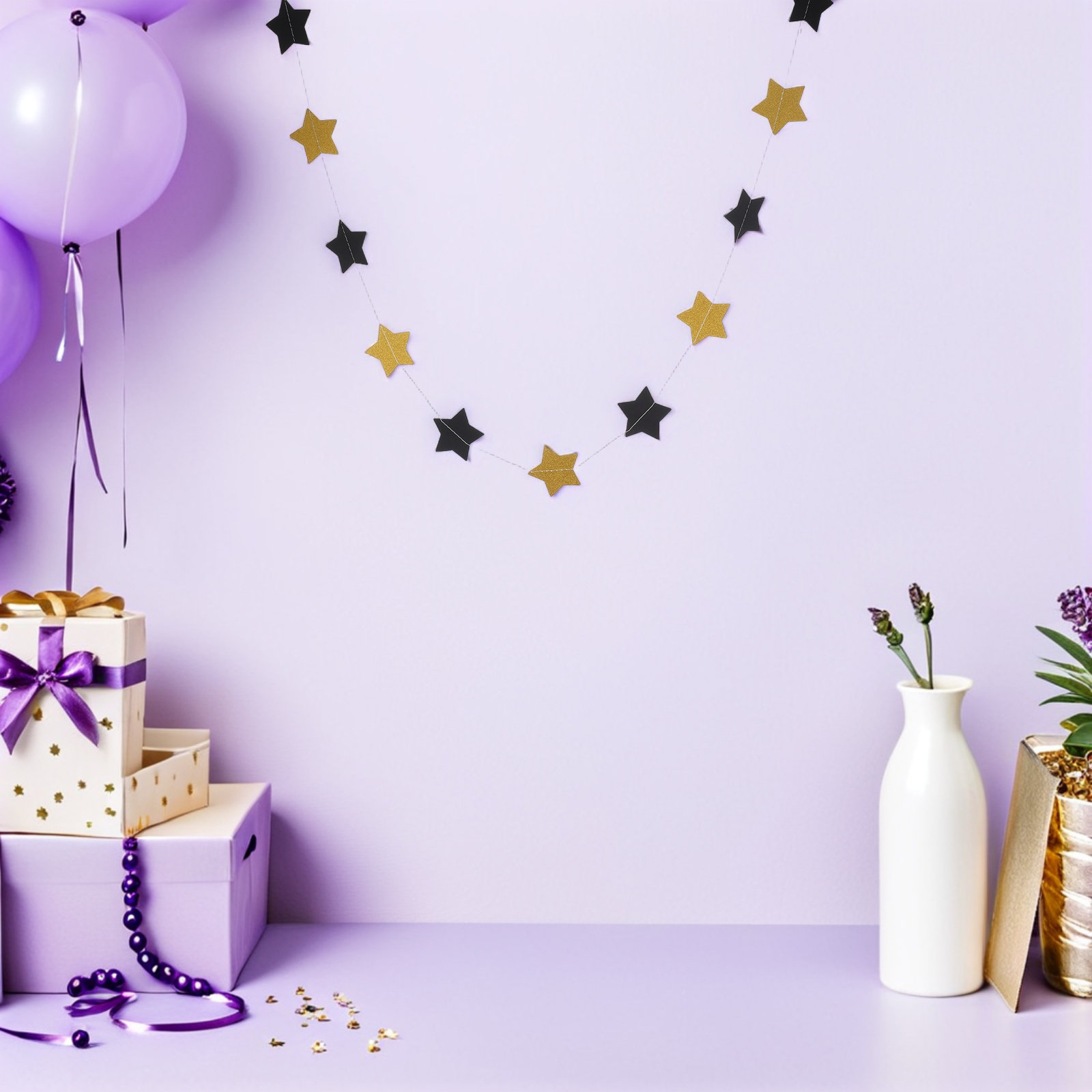 2Pcs Gold Star Garland Banner  - Party Banner Gold 评论和价格